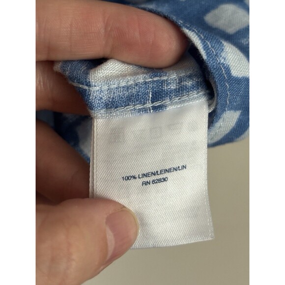 Lands End Mens XL Tall Casual Button Up Shirt 100% LINEN‎ Blue Preppy Summer - Picture 3 of 5